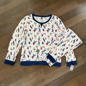 PJ Couture Velour Winter Scene Ice Skating Skiing Sledding Christmas Pajama Set